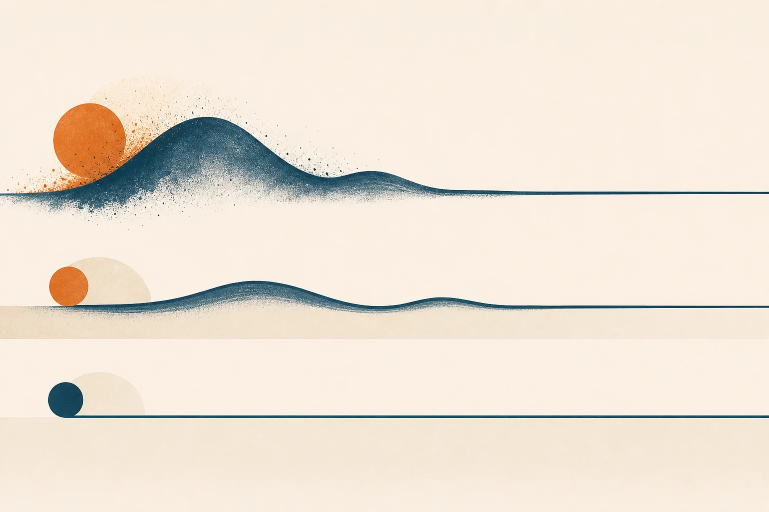 Teal symptom glyphs smoothing into a calm orange line, illustrating managing GLP-1 side effects.