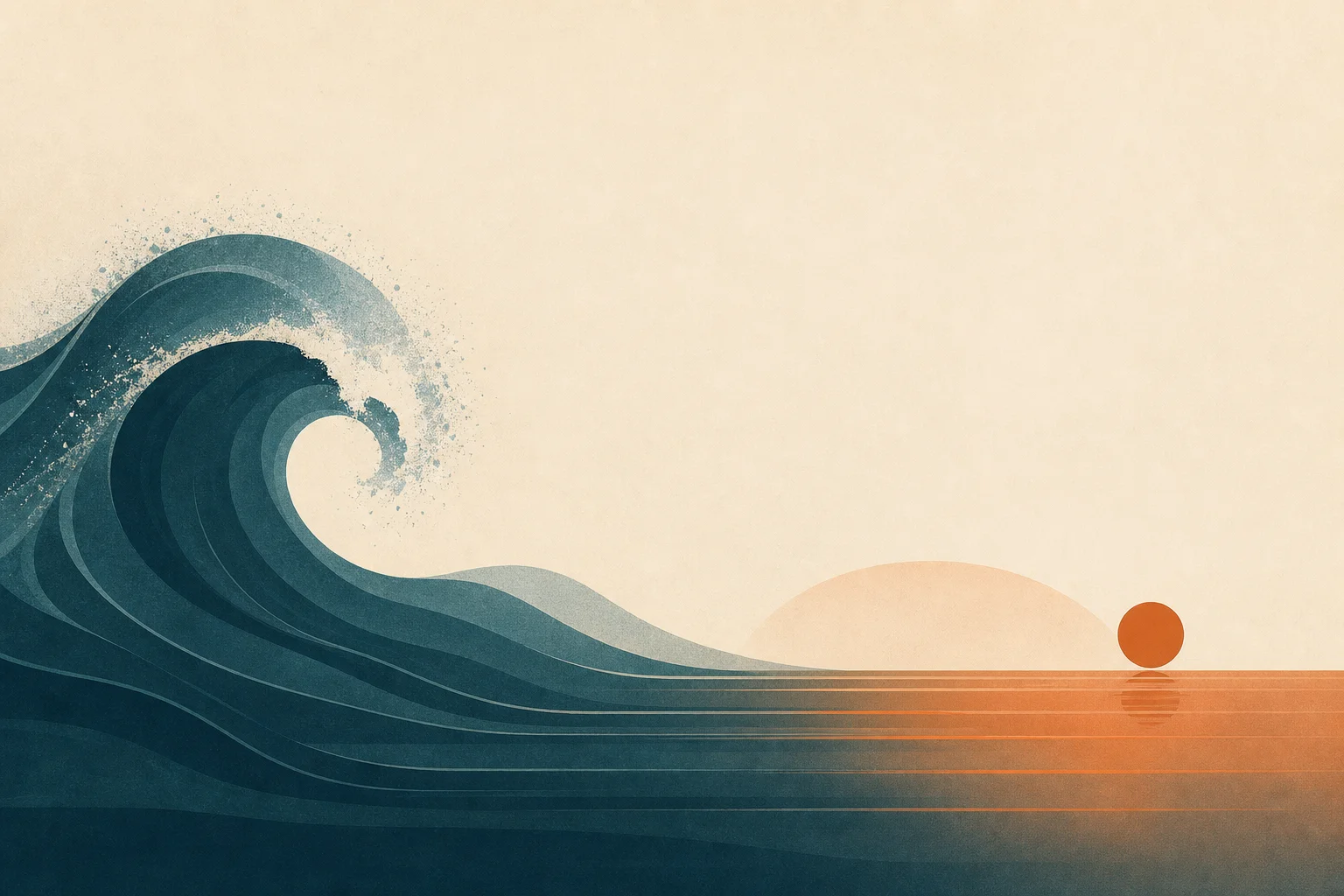 A teal nausea wave settling to calm in orange, illustrating nausea management on GLP-1 drugs.